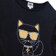 Czarna sukienka z kotem dla dziewczynki Karl Lagerfeld 005072 B