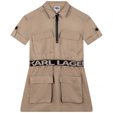 Sukienka safari dla dziewczynki Karl Lagerfeld 005073 - A - ubrania dla dzieci