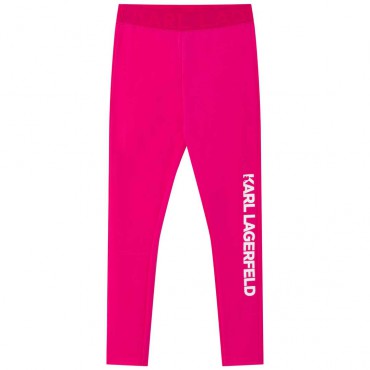 Malinowe legginsy dziewczęce Karl Lagerfeld 005077 - A - sklep odzieżowy dla dzieci