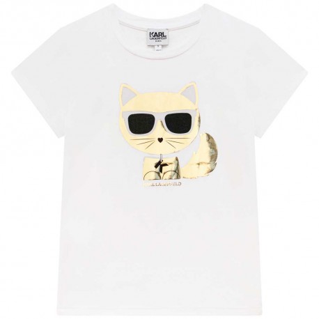 Biały t-shirt dziewczęcy Karl Lagerfeld 005082 - A - ubranka dla dzieci