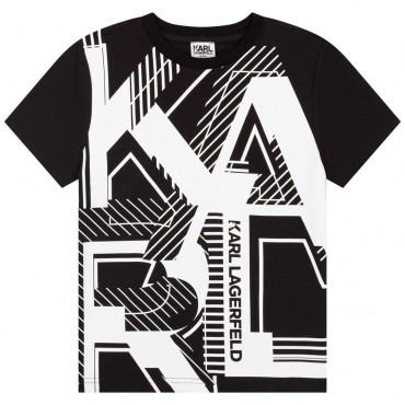 Czarny t-shirt dla chłopca Karl Lagerfeld 005090 - A - koszulki chłopięce 