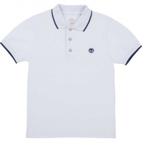 Biała koszulka polo dla chłopca Timberland 005136 - A - polówki dla dzieci