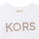 Biały t-shirt dla dziewczynki Michael Kors 005165 - D - markowe koszulki dla dzieci