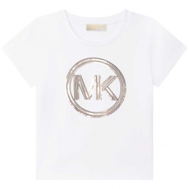 Biała koszulka dla dziewczynki Michael Kors 005168 - A - t-shirty dla dzieci