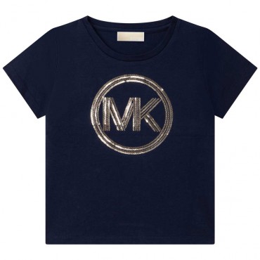 Granatowa koszulka dziewczęca Michael Kors 005169 - A - markowe t-shirty dla dzieci