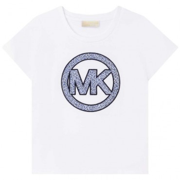 T-shirt dziewczęcy z logo MK Michael Kors 005170 - A - markowe koszulki dla dzieci