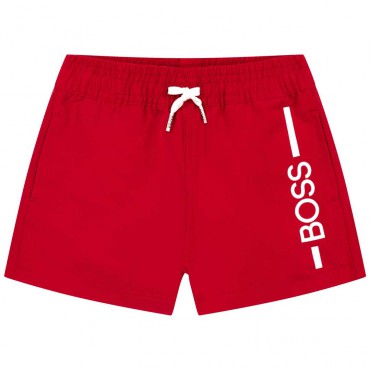 Niemowlęce szorty kąpielowe chłopięce Boss 005175 - A - czerwone kąpielówki dla dzieci