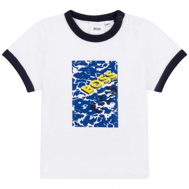 Koszulka niemowlęca dla chłopca Boss 005177 - A - biały t-shirt dla dziecka 