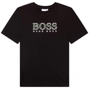 Granatowy t-shirt dla chłopca Boss 005189