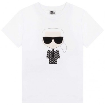 Biała koszulka dla chłopca Karl Lagerfeld 005211 - A - t-shirt dla dziecka