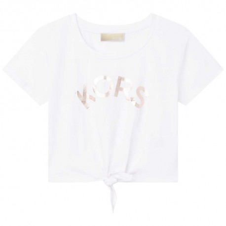 Biały crop top dla dziewczynki Michael Kors 005221 - A - bluzki i koszulki dla dzieci