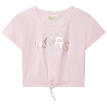Różowy crop top dla dziecka Michael Kors 005222 - A - koszulki i bluzki dziewczęce