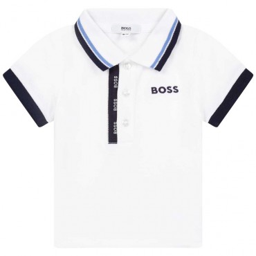 Białe niemowlęce polo dla chłopca Boss 005235