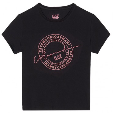 T-shirt dziewczęcy EA7 Emporio Armani 005237 - A - czarne koszulki dla dzieci