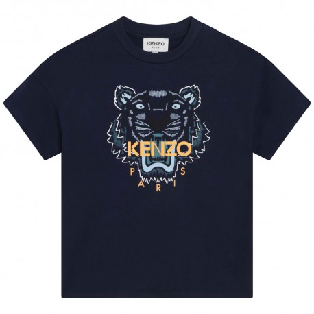 Granatowy t-shirt dla dziecka Tygrys Kenzo 005254 - A - koszulki dla dzieci