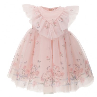 Tiulowa sukienka niemowlęca Monnalisa 005267 - A - różowe sukienki dla dzieci