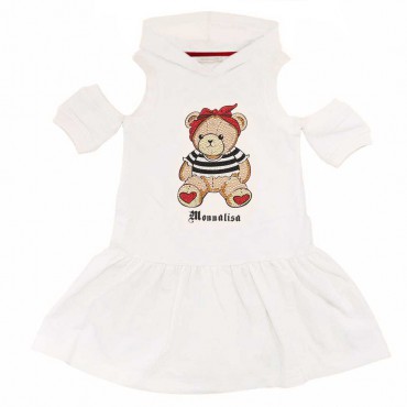 Kremowa sukienka dla dziewczynki Monnalisa 005272 - A - sukienki dla dzieci