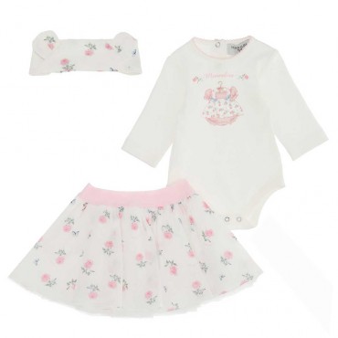 Komplet dziewczęcy dla niemowlaka Monnalisa 005290 - A - ubranka niemowlęce dla dziewczynek