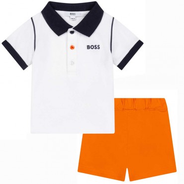 Komplet niemowlęcy dla chłopca Hugo Boss 005306 - A - koszulka polo i szorty dla dziecka