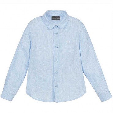 Lniana koszula dla chłopca Emporio Armani 005312 - A - niebieskie koszule dla dzieci