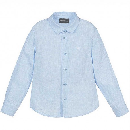 Lniana koszula dla chłopca Emporio Armani 005312 - A - niebieskie koszule dla dzieci