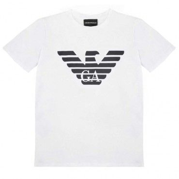 Biały t-shirt dla chłopca Emporio Armani 005324