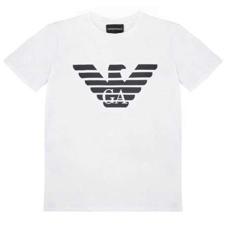 Biały t-shirt dla chłopca Emporio Armani 005324 - A - markowe koszulki dla dzieci
