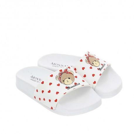Białe klapki dla dziewczynki Monnalisa 005330 - B - obuwie profilowane dla dzieci