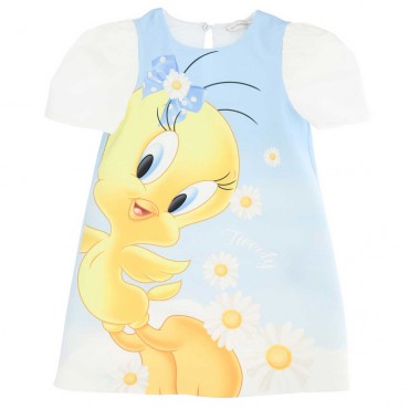 Sukienka dla dziewczynki Tweety Monnalisa 005357 - A - trapezowe szukienki dla dzieci