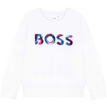 Biała bluza dla dziewczynki Hugo Boss J15449 - A - bluzy dla dzieci