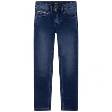 Miękkie jeansy dla chłopca Hugo Boss 005371 - A - spodnie dla dzieci