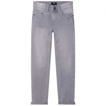 Szare jeansy dla chłopca Hugo Boss 005372 - A - spodnie dla dzieci