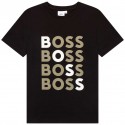 Czarny t-shirt dla chłopca Hugo Boss 005375