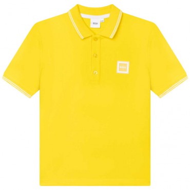 Żółta koszulka polo dla chłopca Hugo Boss 005378 - A - jaskrawe polówki dla dzieci
