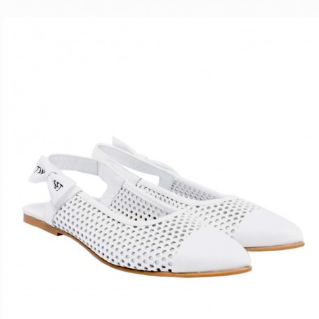 Białe balerinki dla dziewczynki Twin Set 005386 - A - buty dla dzieci