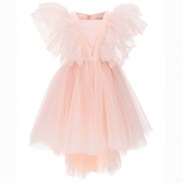 Tiulowa sukienka dla dziewczynki Monnalisa 005393 - A - sukienki dla dzieci na bal, komunię, wesele