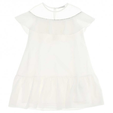 Wizytowa sukienka dla dziewczynki Monnalisa 005396 - A - białe sukienki dla dzieci
