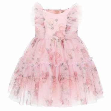Sukienka niemowlęca w róże Monnalisa 005405 - A - sukienki dla dziewczynek