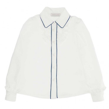 Biała bluzka dla dziewczynki Monnalisa 005408 - A - szkolne, wizytowe koszule dla dzieci