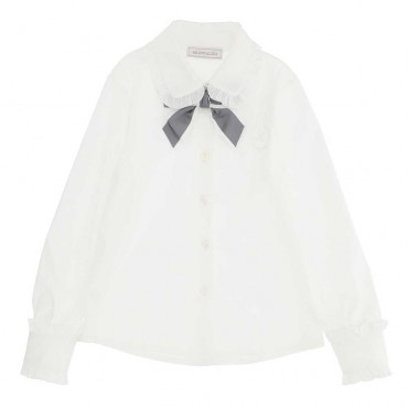 Biała koszula dla dziewczynki Monnalisa 005409 - A - białe bluzki dla dzieci