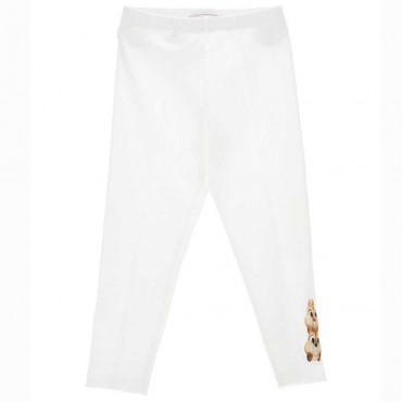 Białe legginsy dla dziewczynki Monnalisa 005454 - A - leginsy dla dzieci