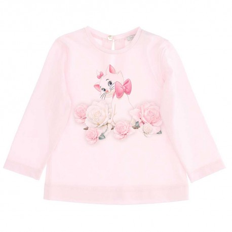 Bluzka dziewczęca dla niemowląt Monnalisa 005460 - A - różowa koszulka dla małych dziewczynek