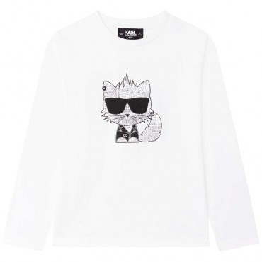 Biała koszulka dla chłopca Karl Lagerfeld 005501 - A - bluzki dla dzieci