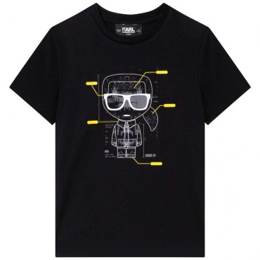 Czarny t-shirt chłopięcy Karl Lagerfeld 005502 - A - markowe koszulki dla dzieci - sklep internetowy euroyoung