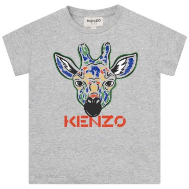 Szara koszulka dla dziecka Kenzo 005513 - A - markowe ubrania dla dzieci i nastolatków