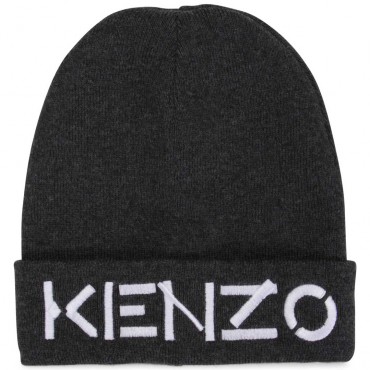 Szara czapka dla dziecka Kenzo 005516 - A - zimowe, ciepłe czapki dla dzieci