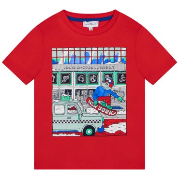 Czerwony t-shirt dla chłopca Marc Jacobs 005531 - A - koszulki dla dzieci - sklep euroyoung.pl