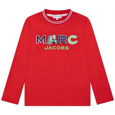 Czerwona koszulka dla dziecka Marc Jacobs 005532 - A - bluzki chłopięce z długim rękawem