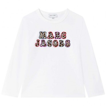 Biała koszulka dla dziewczynki Marc Jacobs 005570 - A - bluzki dla dzieci