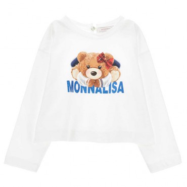 Krótka koszulka dla dziewczynki Monnalisa 005582 - A crop top z misiem dla dziecka